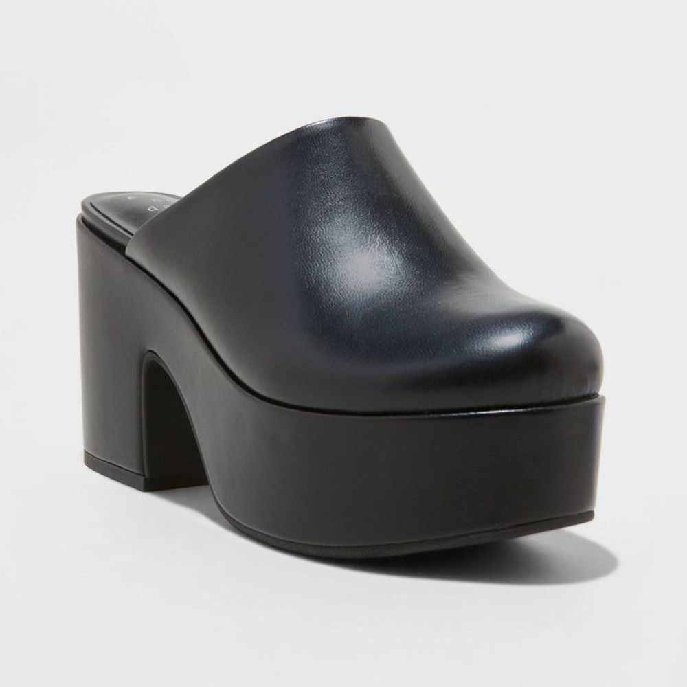 Women's Cheyenne Platform Clog Heels - A New Day Black 8